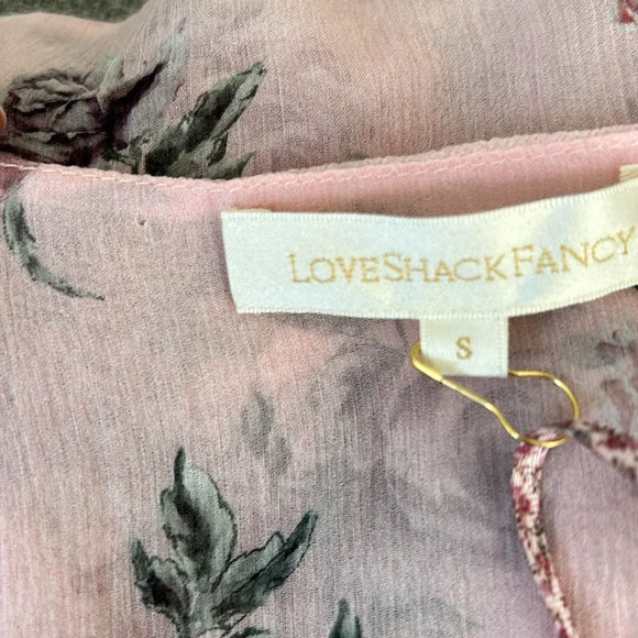 LoveShackFancy NWT Domino Top Pink Canopy Blouse Size S - Picture 13 of 14